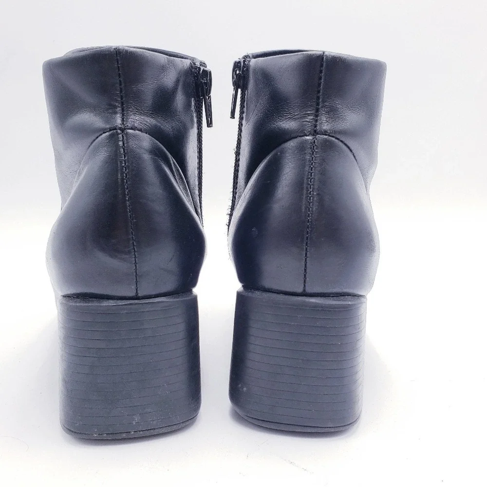 Vintage 90s y2k Bratz Black Leather Chunky Heel Square Toe‎ Punk Booties Size 8